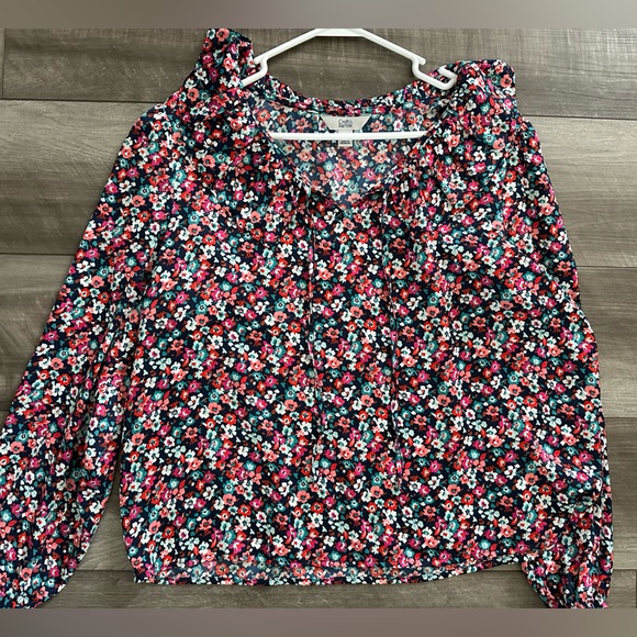 Croft & Barrow Red Ruffled Long Sleeve Blouse - Picture 1 of 4